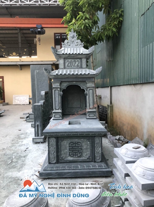 Mộ đá xanh rêu 2 mái 12